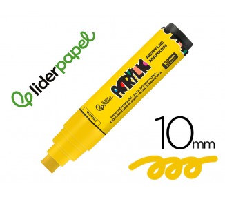 Rotulador liderpapel acrylic base agua todo tipo de superficie punta rectangular 10 mm amarillo