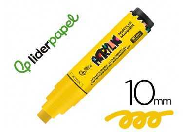 Rotulador liderpapel acrylic base agua todo tipo de superficie punta rectangular 10 mm amarillo