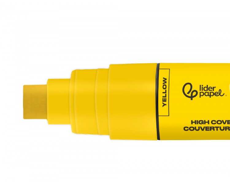 Rotulador liderpapel acrylic base agua todo tipo de superficie punta rectangular 10 mm amarillo