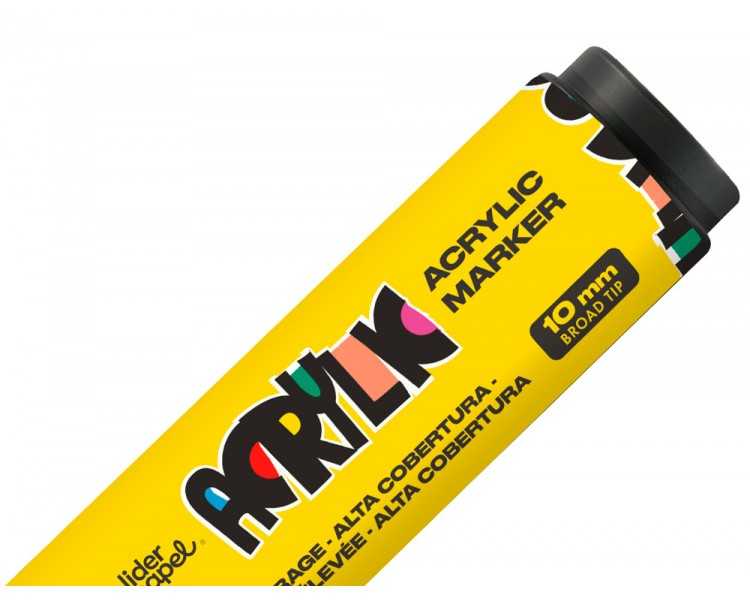 Rotulador liderpapel acrylic base agua todo tipo de superficie punta rectangular 10 mm amarillo