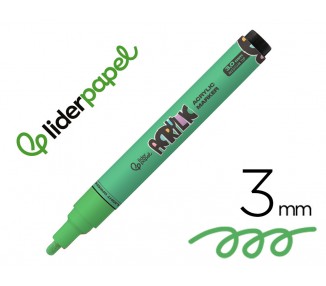 Rotulador liderpapel acrylic base agua todo tipo de superficie punta redonda 3 mm verde claro