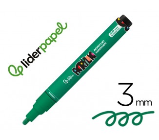 Rotulador liderpapel acrylic base agua todo tipo de superficie punta redonda 3 mm verde