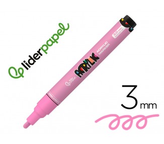 Rotulador liderpapel acrylic base agua todo tipo de superficie punta redonda 3 mm rosa claro