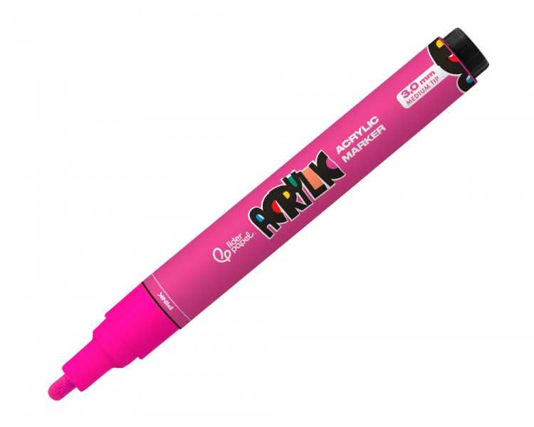 Rotulador liderpapel acrylic base agua todo tipo de superficie punta redonda 3 mm rosa