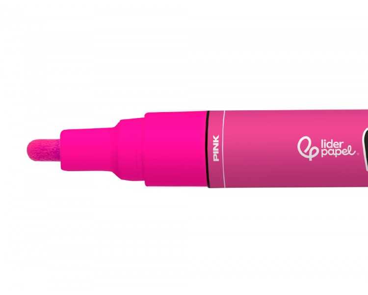 Rotulador liderpapel acrylic base agua todo tipo de superficie punta redonda 3 mm rosa