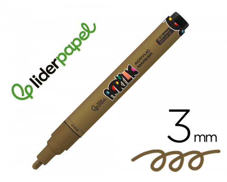 Rotulador liderpapel acrylic base agua todo tipo de superficie punta redonda 3 mm oro