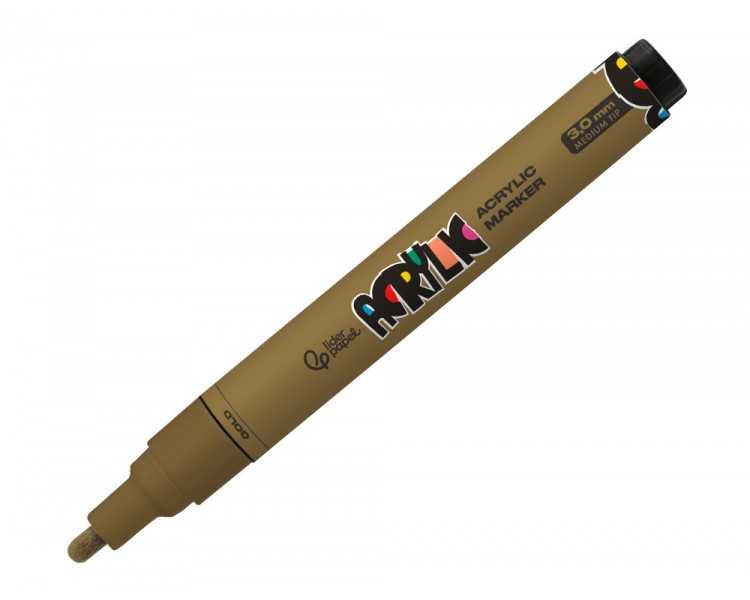Rotulador liderpapel acrylic base agua todo tipo de superficie punta redonda 3 mm oro