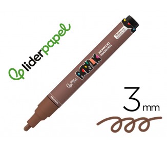 Rotulador liderpapel acrylic base agua todo tipo de superficie punta redonda 3 mm marron