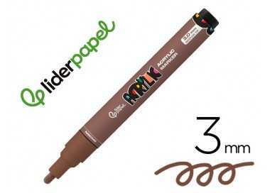 Rotulador liderpapel acrylic base agua todo tipo de superficie punta redonda 3 mm marron