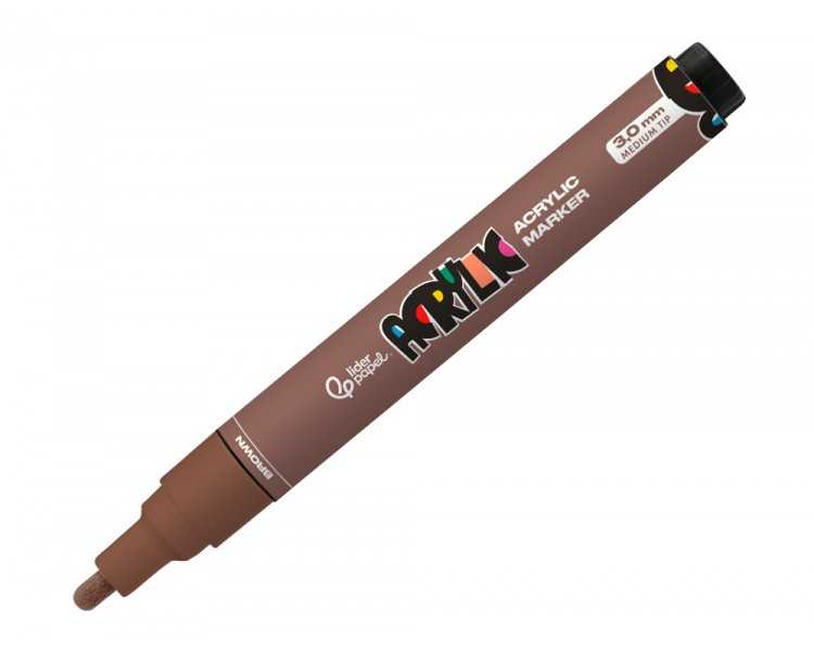 Rotulador liderpapel acrylic base agua todo tipo de superficie punta redonda 3 mm marron