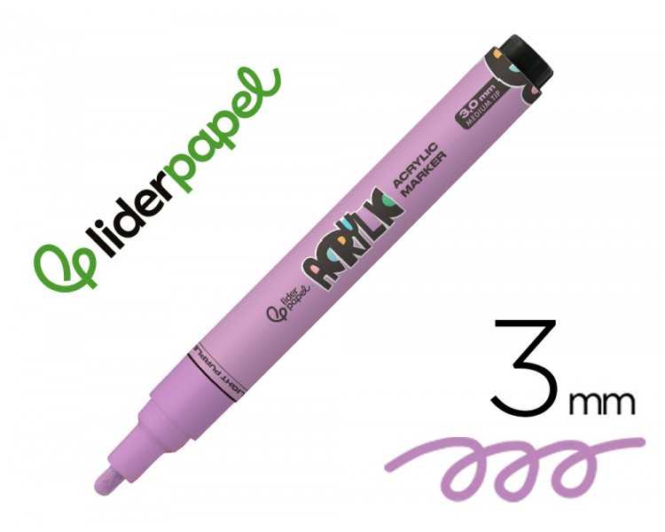 Rotulador liderpapel acrylic base agua todo tipo de superficie punta redonda 3 mm lila