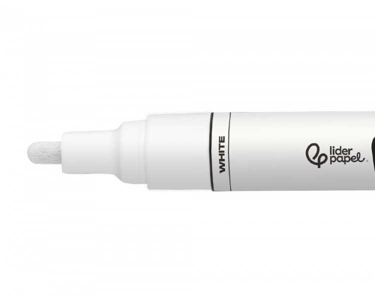 Rotulador liderpapel acrylic base agua todo tipo de superficie punta redonda 3 mm blanco
