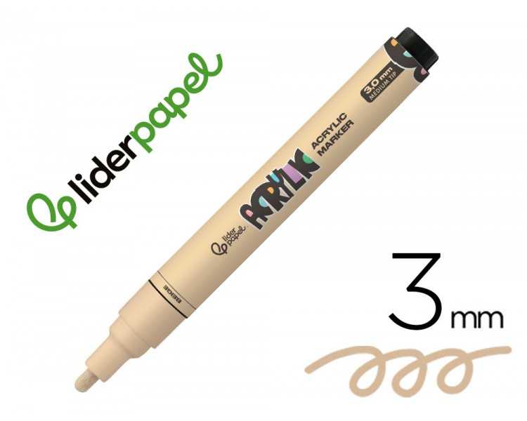 Rotulador liderpapel acrylic base agua todo tipo de superficie punta redonda 3 mm beige