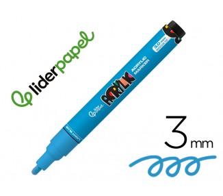 Rotulador liderpapel acrylic base agua todo tipo de superficie punta redonda 3 mm azul claro
