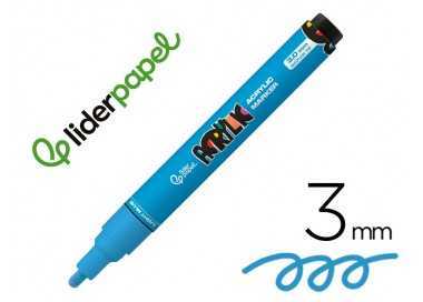 Rotulador liderpapel acrylic base agua todo tipo de superficie punta redonda 3 mm azul claro