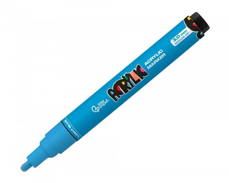 Rotulador liderpapel acrylic base agua todo tipo de superficie punta redonda 3 mm azul claro