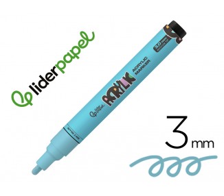 Rotulador liderpapel acrylic base agua todo tipo de superficie punta redonda 3 mm azul cielo