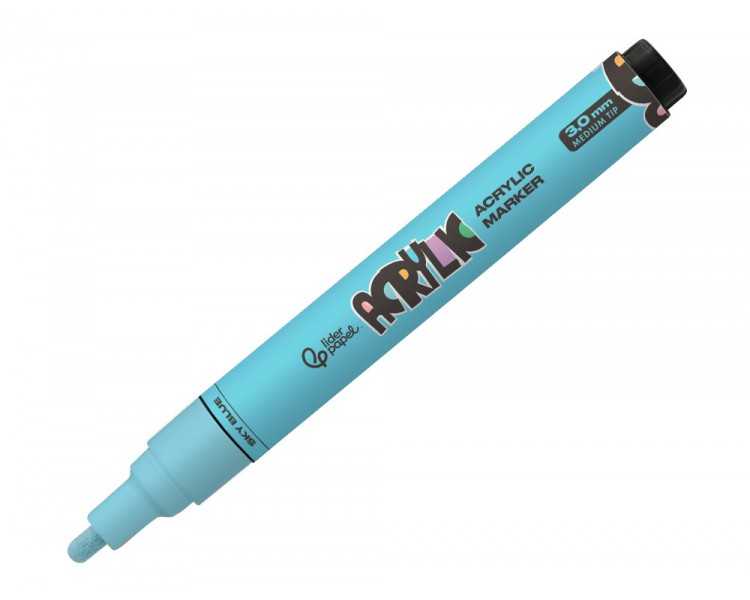 Rotulador liderpapel acrylic base agua todo tipo de superficie punta redonda 3 mm azul cielo