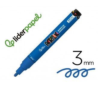 Rotulador liderpapel acrylic base agua todo tipo de superficie punta redonda 3 mm azul