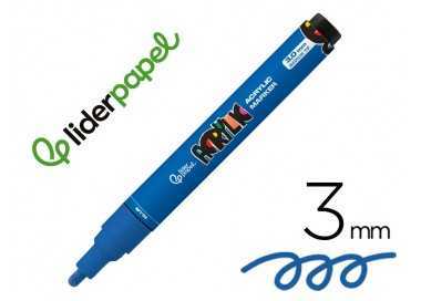 Rotulador liderpapel acrylic base agua todo tipo de superficie punta redonda 3 mm azul