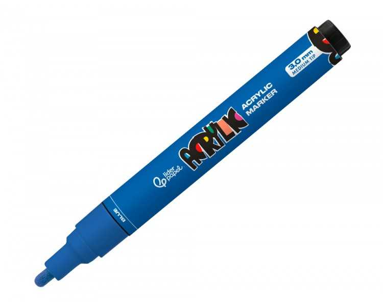 Rotulador liderpapel acrylic base agua todo tipo de superficie punta redonda 3 mm azul