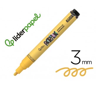 Rotulador liderpapel acrylic base agua todo tipo de superficie punta redonda 3 mm amarillo claro