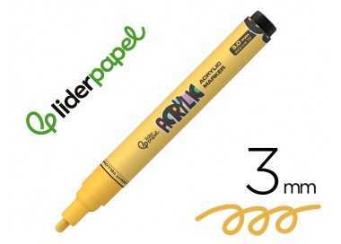 Rotulador liderpapel acrylic base agua todo tipo de superficie punta redonda 3 mm amarillo claro