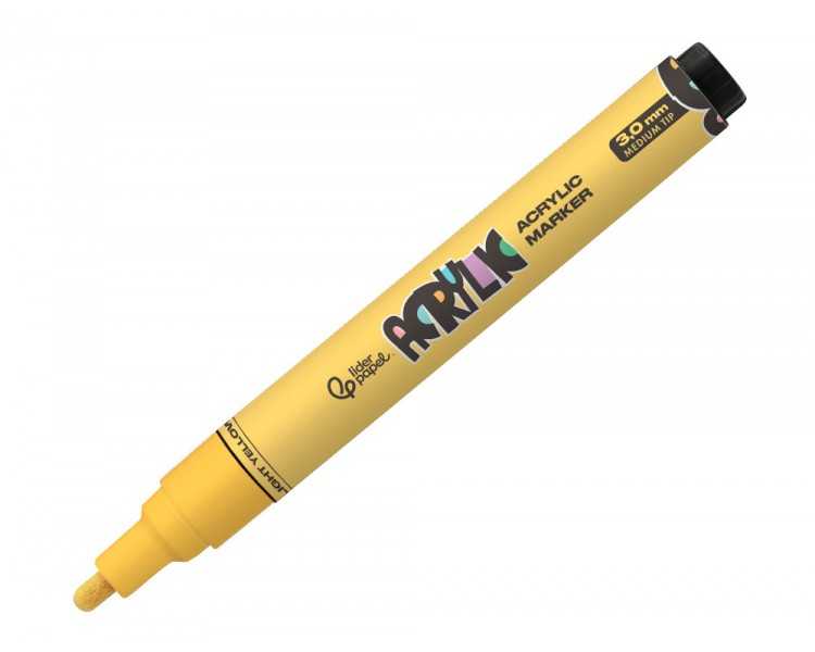 Rotulador liderpapel acrylic base agua todo tipo de superficie punta redonda 3 mm amarillo claro