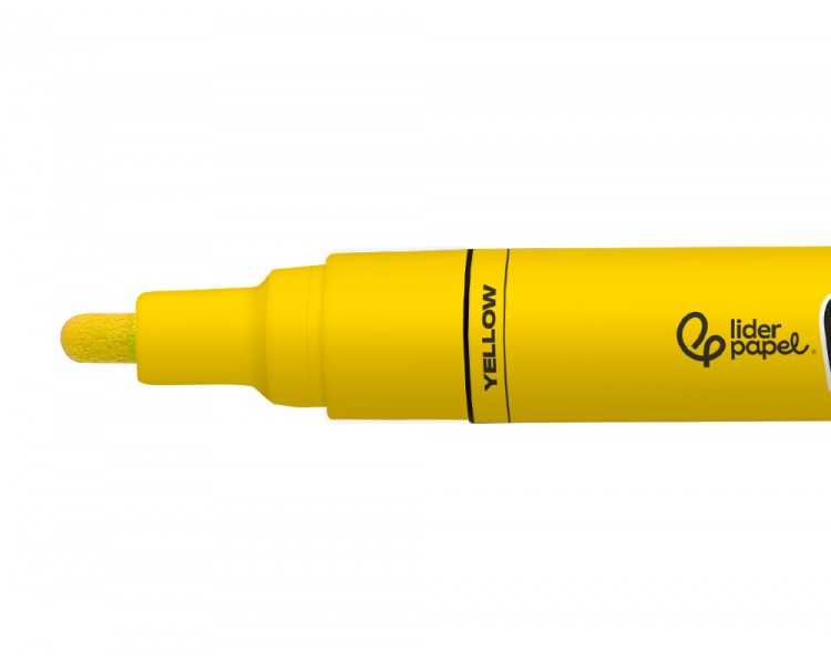 Rotulador liderpapel acrylic base agua todo tipo de superficie punta redonda 3 mm amarillo