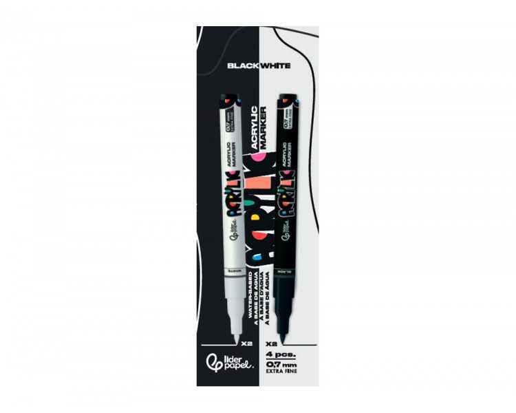 Rotulador liderpapel acrylic base agua todo tipo de superficie punta fina 0,7 mm caja de 4 perfiladores