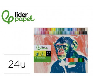 Lapices cera blanda liderpapel redonda caja de 24 unidades colores surtidos