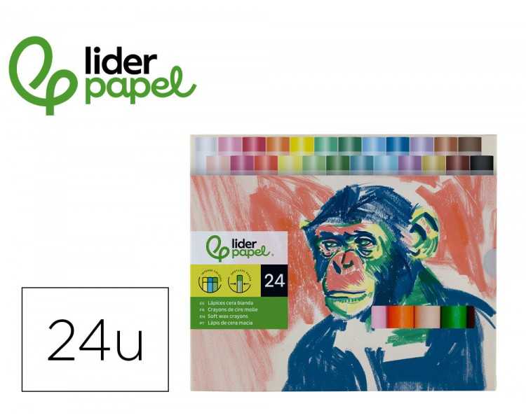 Lapices cera blanda liderpapel redonda caja de 24 unidades colores surtidos