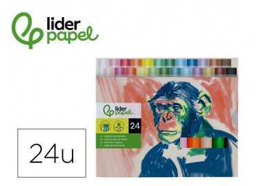 Lapices cera blanda liderpapel redonda caja de 24 unidades colores surtidos