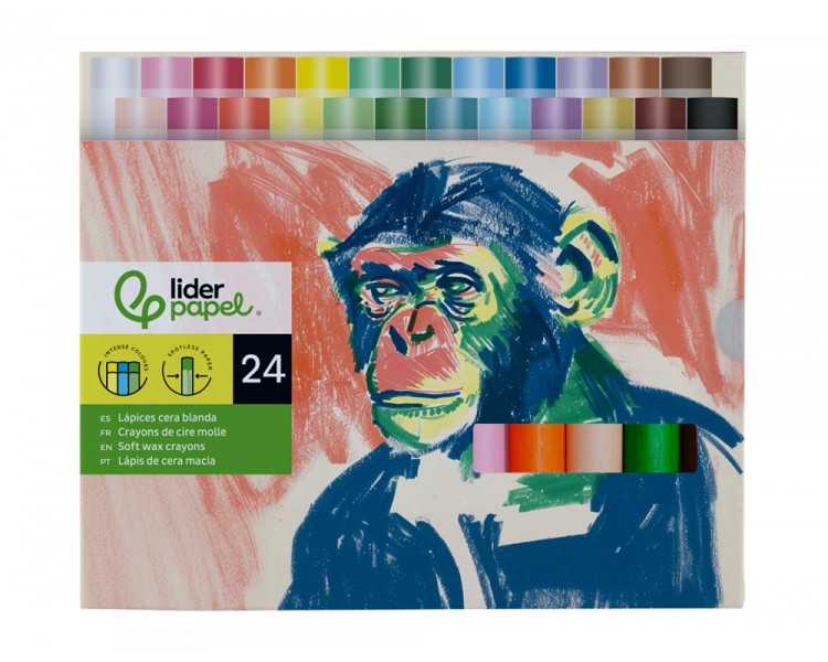 Lapices cera blanda liderpapel redonda caja de 24 unidades colores surtidos