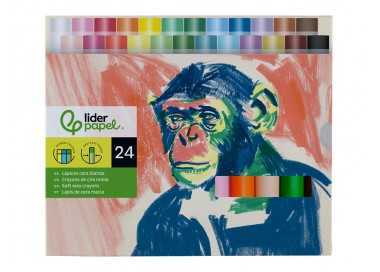 Lapices cera blanda liderpapel redonda caja de 24 unidades colores surtidos Lapices cera blanda liderpapel redonda caja de 24 unidades colores surtidos
