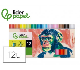Lapices cera blanda liderpapel redonda caja de 12 unidades colores surtidos