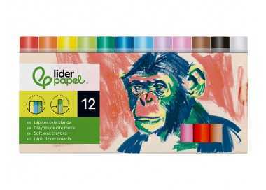 Lapices cera blanda liderpapel redonda caja de 12 unidades colores surtidos Lapices cera blanda liderpapel redonda caja de 12 unidades colores surtidos