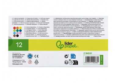 Lapices cera blanda liderpapel redonda caja de 12 unidades colores surtidos Lapices cera blanda liderpapel redonda caja de 12 unidades colores surtidos