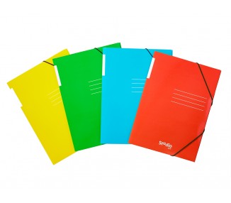 Carpeta pardo gomas solapas carton brillo expositor de 48 unidades colores surtidos