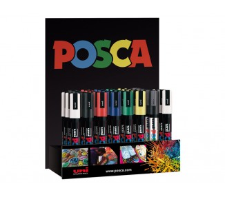Rotulador uni-ball posca pc5m pintura base al agua 1,8-2,5 mm expositor 36 unidades colores surtidos