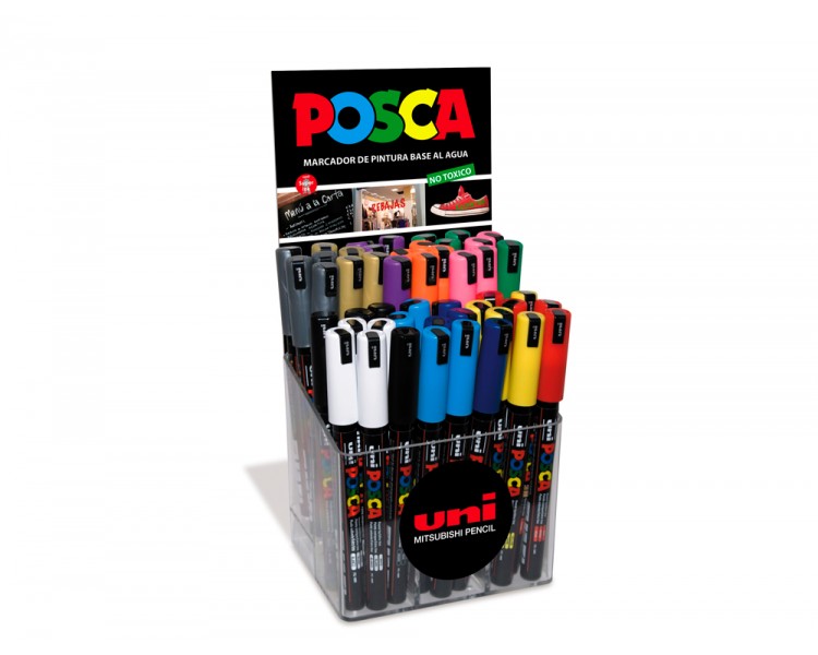 Rotulador uni-ball posca pc1mr pintura base al agua 0,7 mm expositor 48 unidades colores surtidos