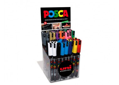 Rotulador uni-ball posca pc1mr pintura base al agua 0,7 mm expositor 48 unidades colores surtidos
