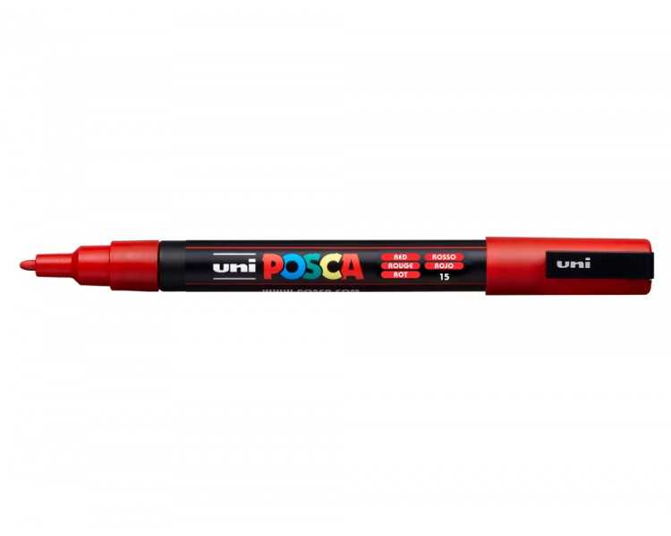 Rotulador uni posca pc-3m marcador de pintura punta conica 0,9-1,3 mm rojo