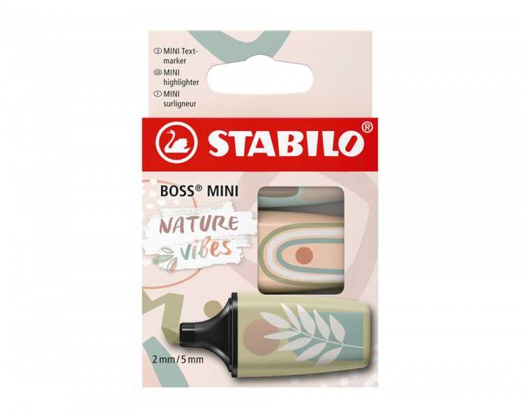 Rotulador stabilo boss mini naturevibes estuche de 3 unidades colores surtidos