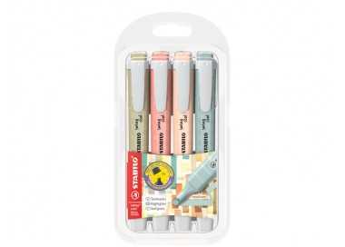 Rotulador stabilo fluorescente fino swing cool estuche de 4 unidades colores surtidos