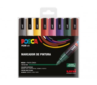 Rotulador uni posca pc-5m/8c estuche de 8 unidades colores oscuros surtidos