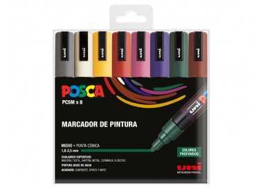 Rotulador uni posca pc-5m/8c estuche de 8 unidades colores oscuros surtidos