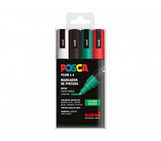 Rotulador uni posca pc-5m/4c estuche de 4 unidades colores navidad surtidos