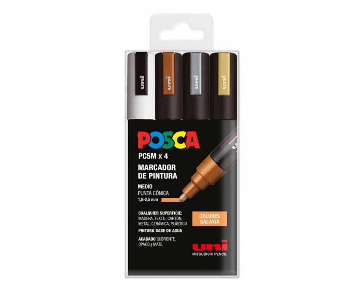 Rotulador uni posca pc-5m/4c estuche de 4 unidades colores galaxia surtidos