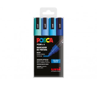 Rotulador uni posca pc-5m/4c estuche de 4 unidades colores azules surtidos